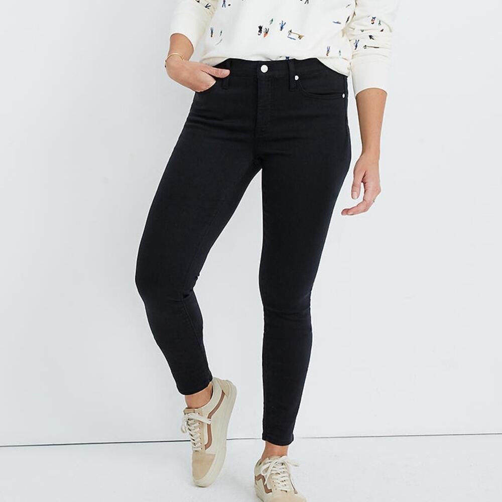 Madewell 9" High Rise Skinny Jeans Lunar Wash Black Tencel Denim Size 24